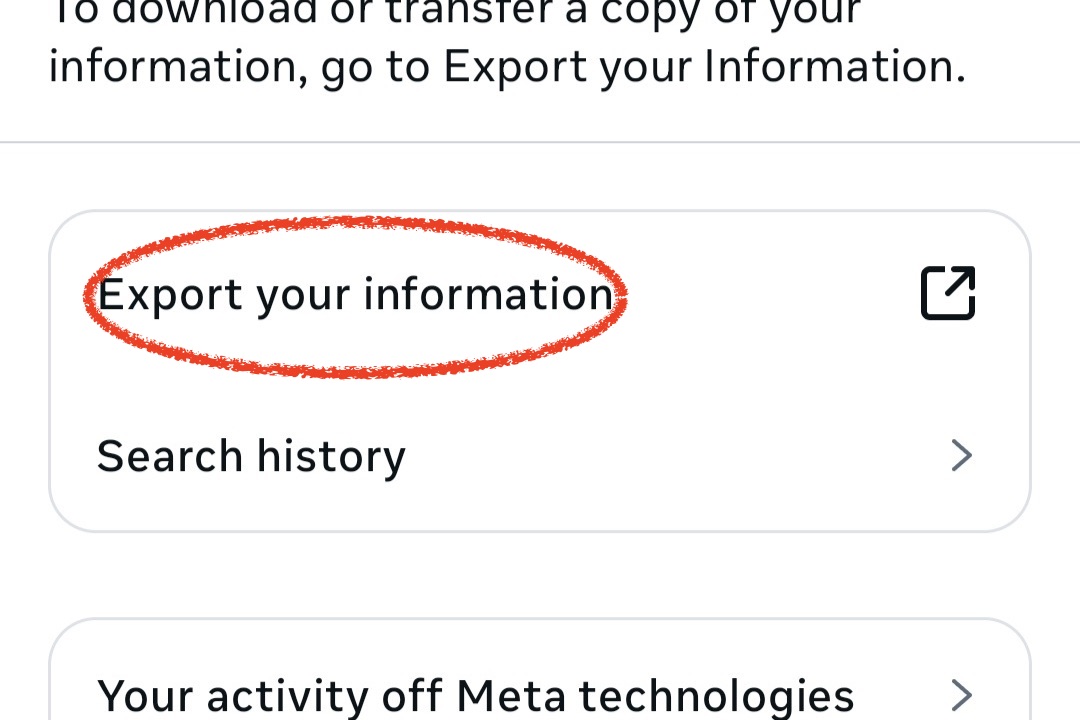 "Deine Informationen herunterladen" auswählen