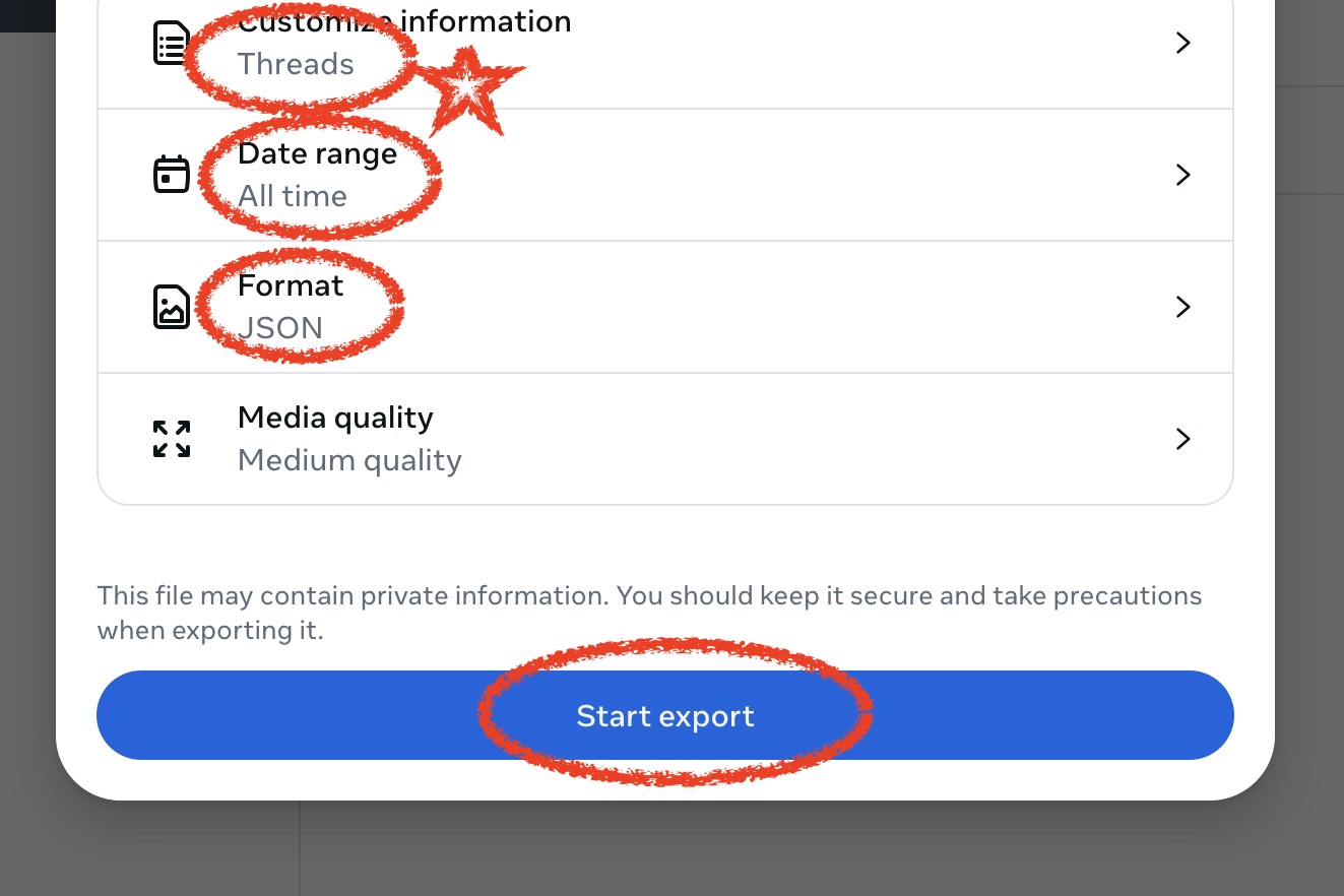 Export starten